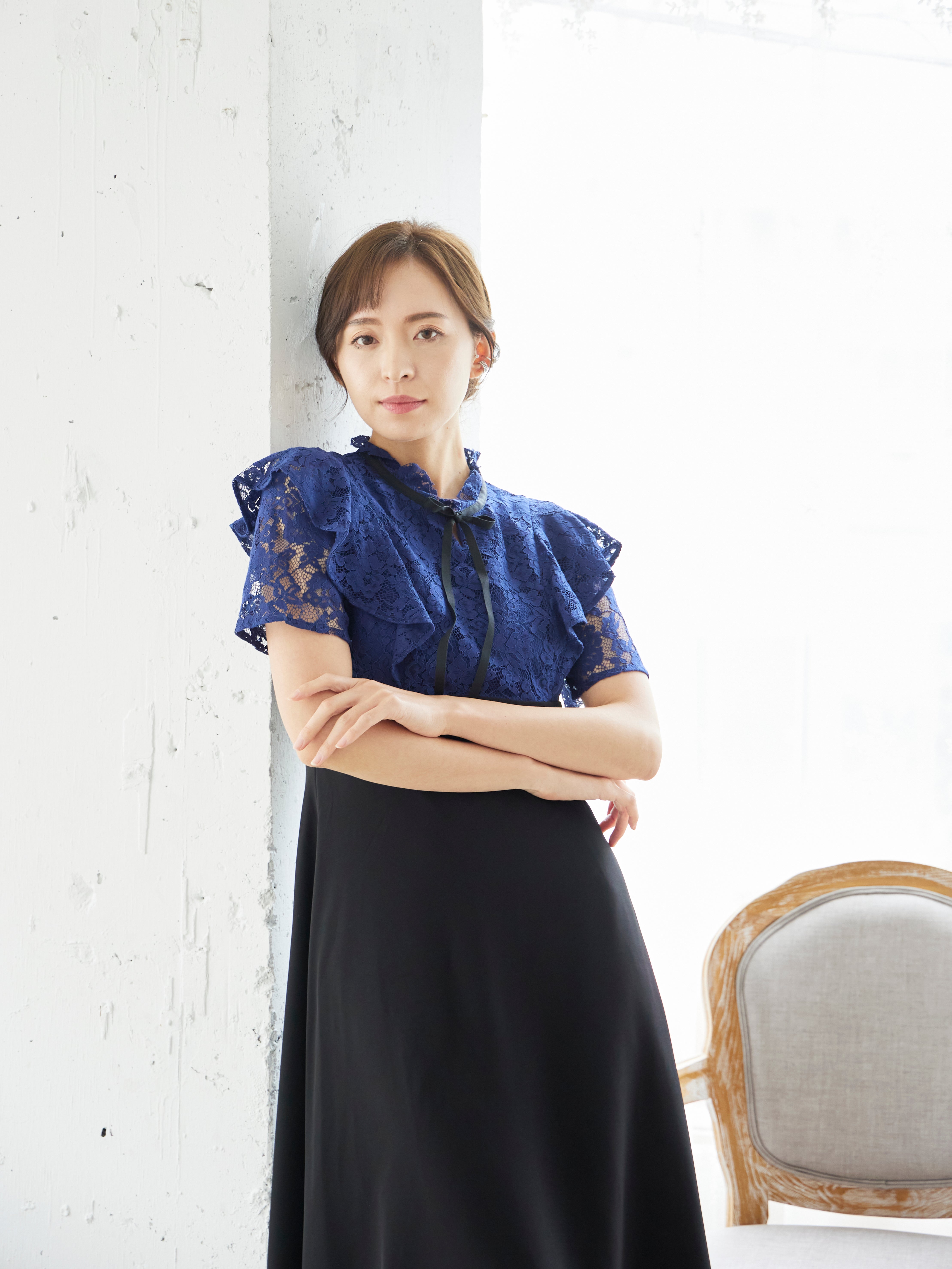 [レンタル] BELINDA DE CAPRIS レース切り替え タイトワンピースドレス ネイビーの宅配レンタル - 11