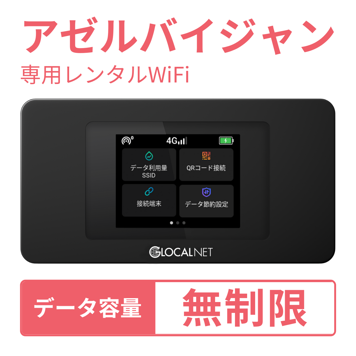 [レンタル] レンティオWiFi アゼルバイジャンWiFi 4G 無制限/日 データ容量プラン