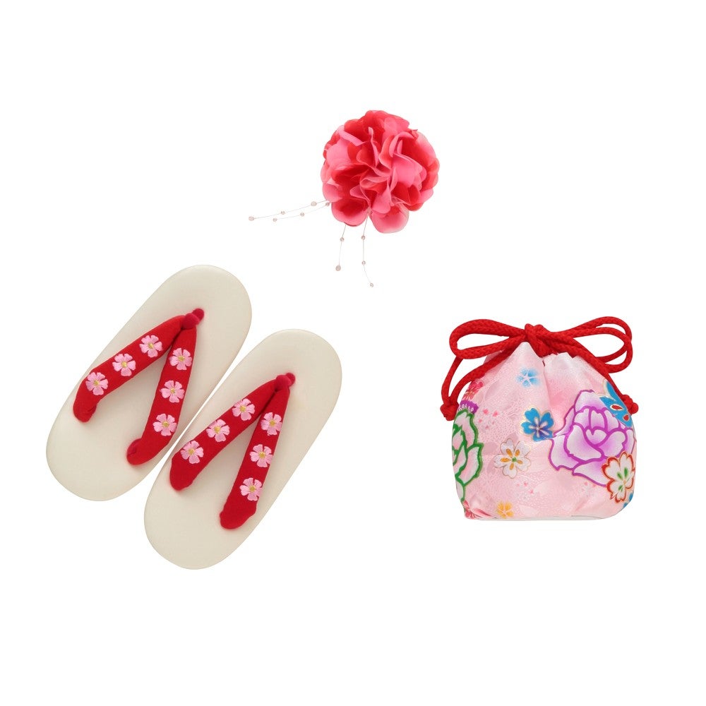 [レンタル] 七五三/節句 被布セット 3歳女の子 被布セット 愛らしい 花々 選べる2色(ピンク / 黒)の宅配レンタル - 5