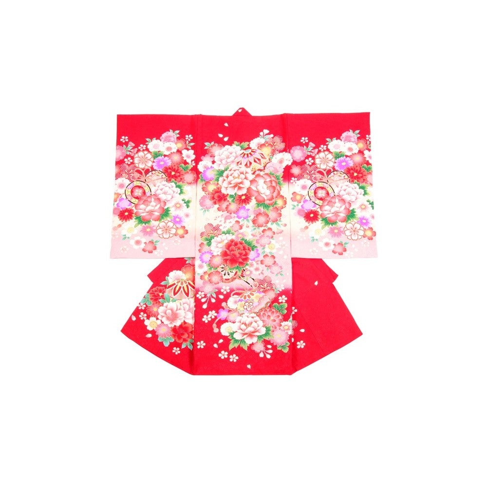 女の子 お宮参り 産着レンタル6点フルセット 正絹 優雅 花々