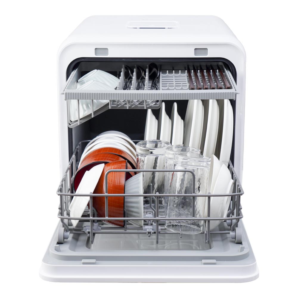 [レンタル] [～食器21点]サンコー ラクア 食器洗い乾燥機 ファミリースリム 工事不要 タンク式 分岐水栓対応 - 2