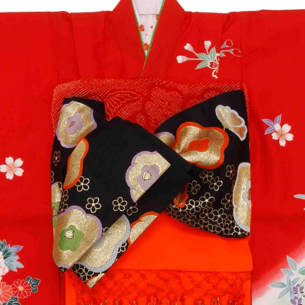 七五三/節句 着物セット 7歳女の子 牡丹 御所車A