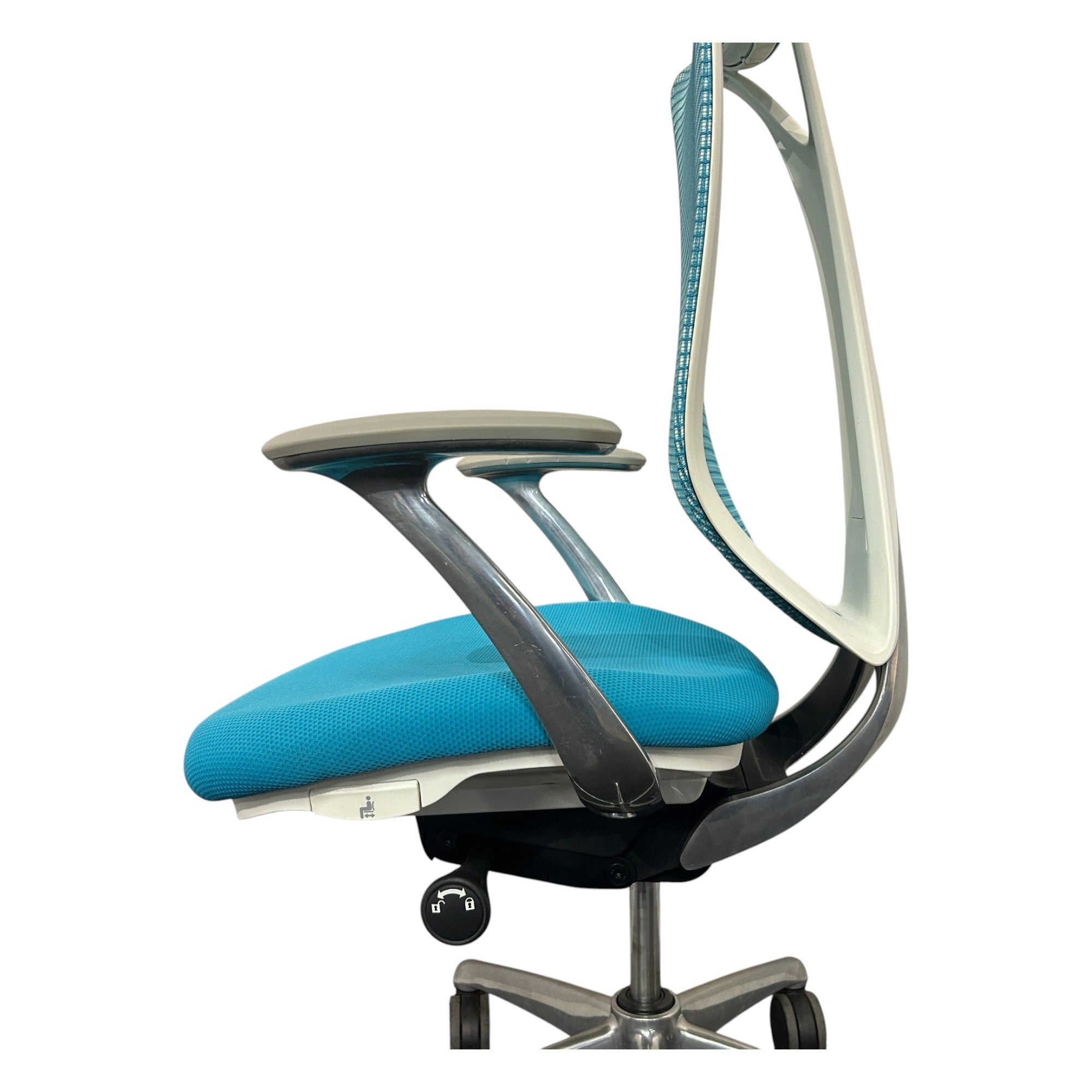 [レンタル] オカムラ サブリナ ハイバック 固定肘 ブルーグリーン ポリッシュ C844BW-FSZ6 オフィスチェア - 8