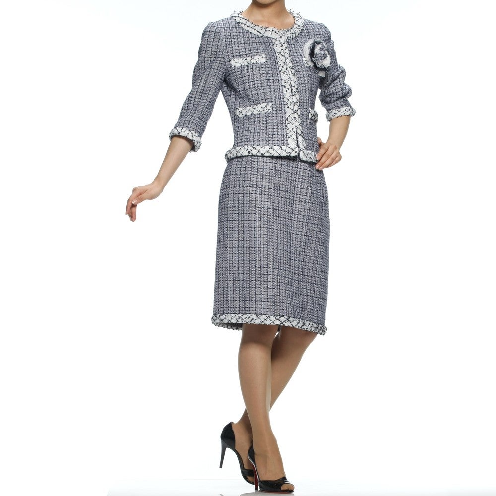 [レンタル] ルネ セレモニースーツ2点セット(ジャケット+スカート) ベージュ / ブルー / グレー / ホワイト / オレンジ / ネイビー / ピンク ネイビー 9号