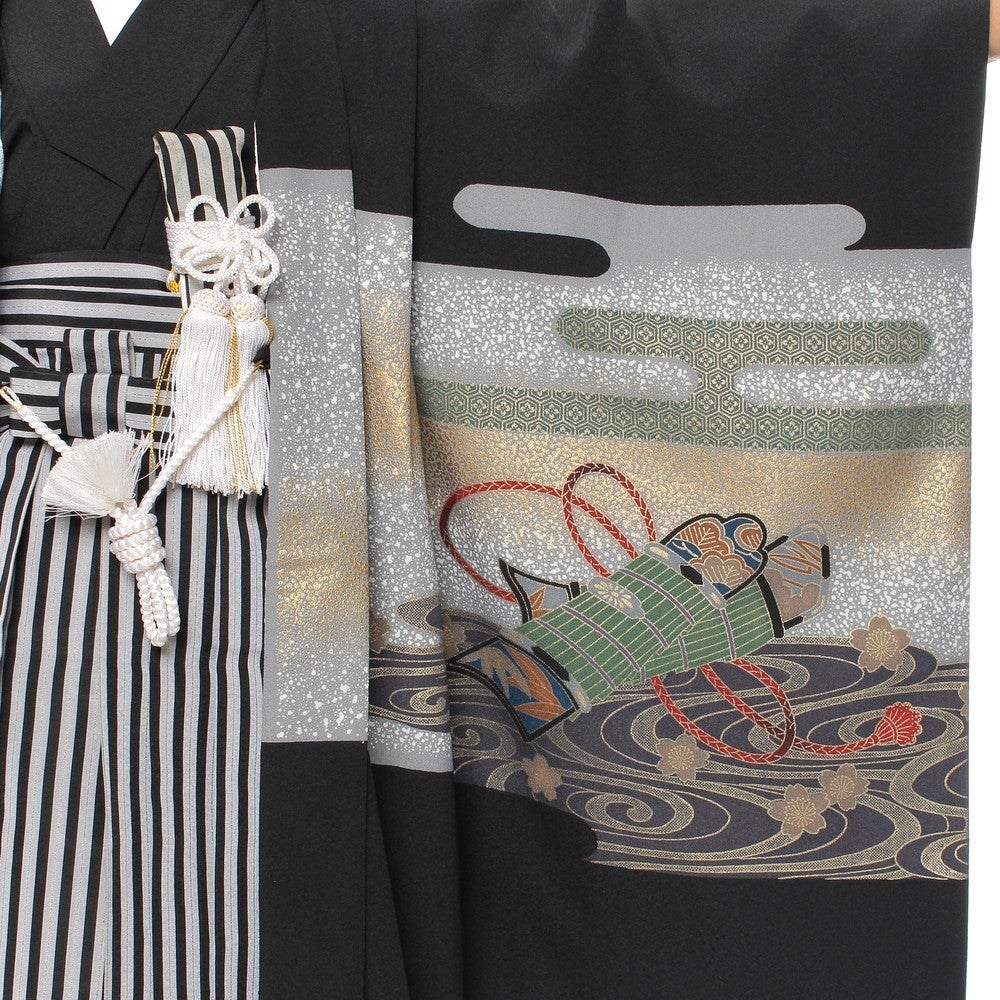 [レンタル] 七五三/節句 袴セット 5歳 男の子 渦巻き模様 兜の宅配レンタル - 4