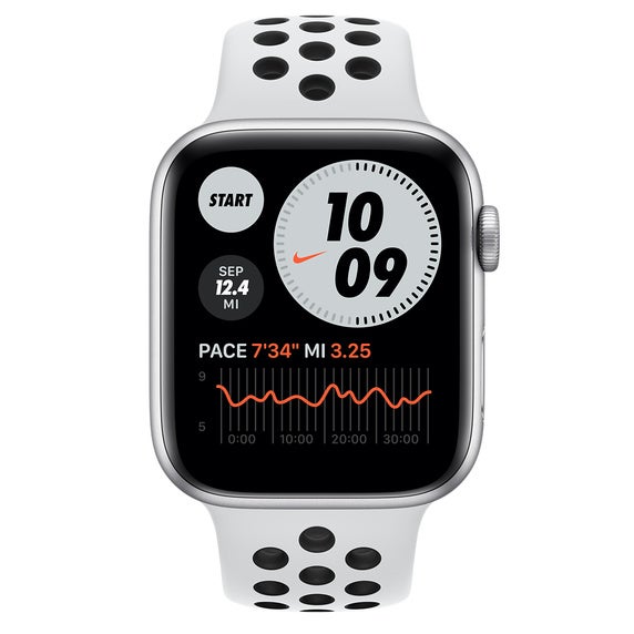 Apple Watch Nike Series 6 GPS 44mm シルバーアルミニウムケースブラック/ボルトスポーツバンド