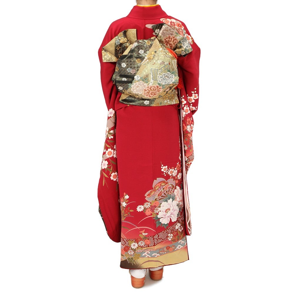 [レンタル] 振袖 大花柄 Mサイズ(レッド×ブラック,レッド) / Lサイズ(ネイビー)の宅配レンタル - 10