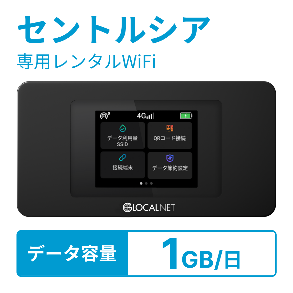 [レンタル] レンティオWiFi セントルシアWiFi 4G 1GB/日 データ容量プラン