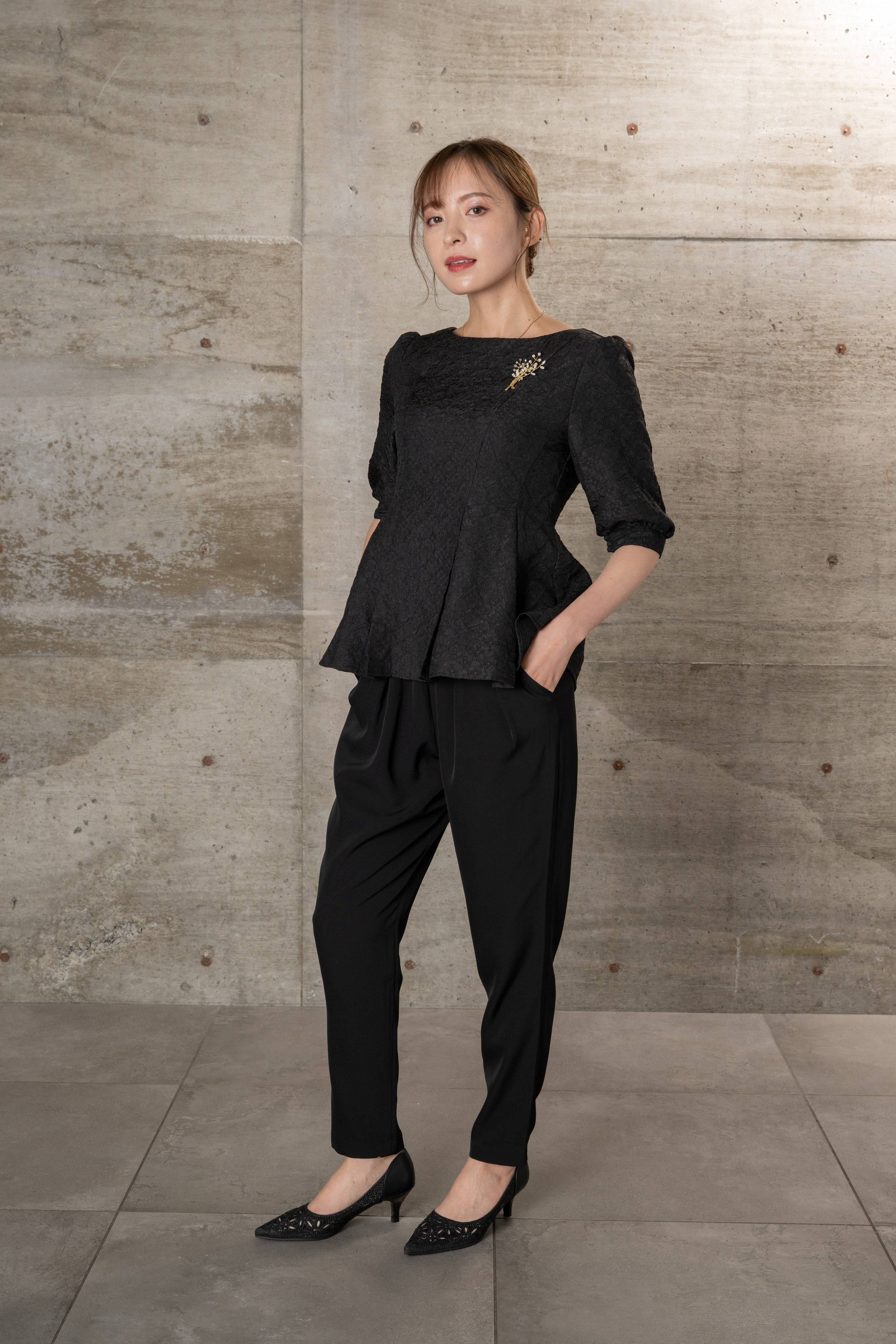 BELINDA DE CAPRIS ジャガードブラウス2wayパンツセットアップ パンツドレス