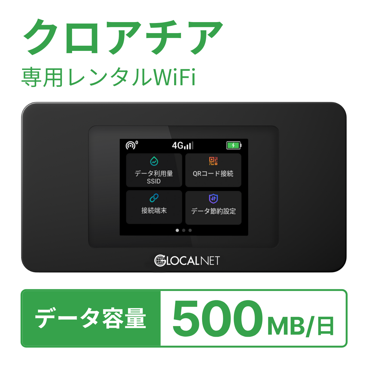 [レンタル] レンティオWiFi クロアチアWiFi 4G 500MB/日 データ容量プランの宅配レンタル - 1