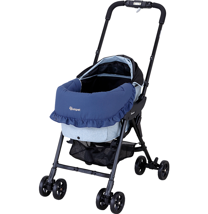 [レンタル] コンビ ペット用カート コムペット ミリミリライト アルファ 10th anniversary model ハワイアンブルー＋フリル ダークネイビー - 2