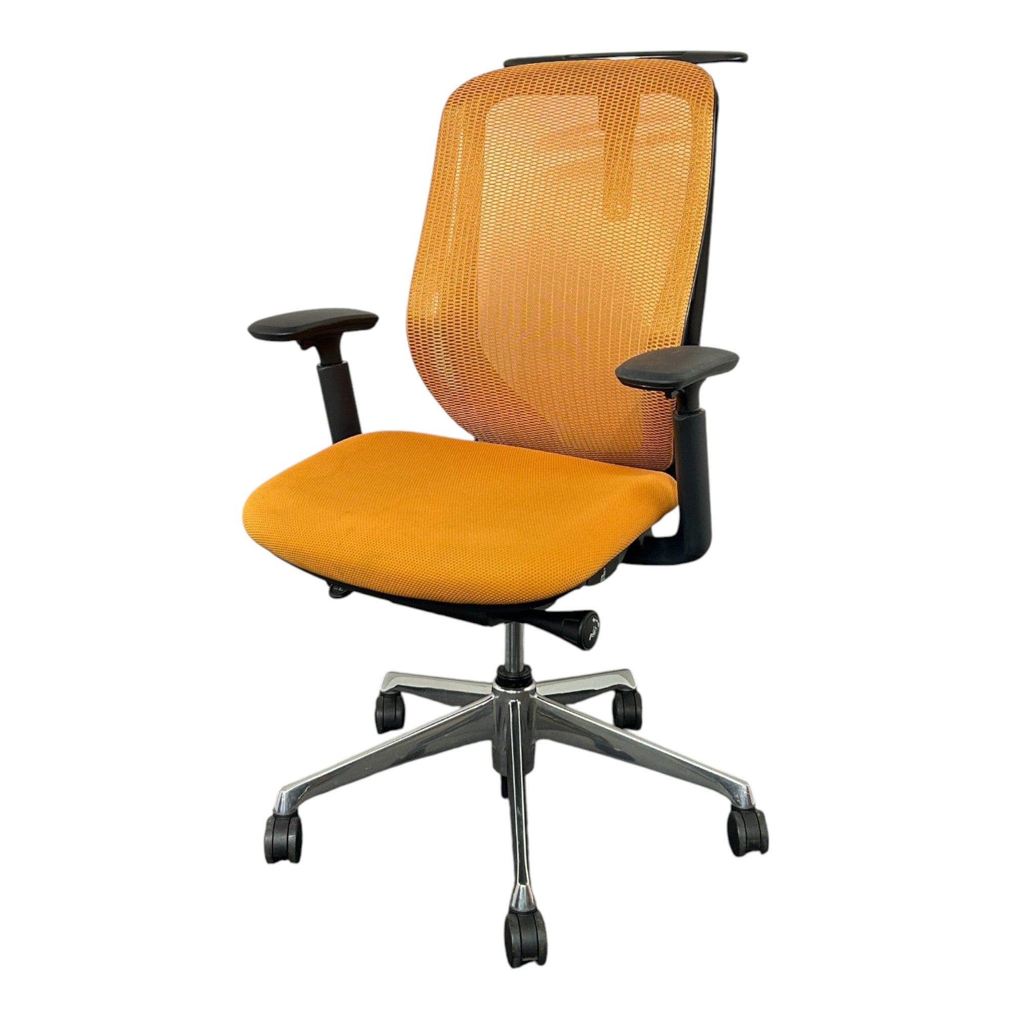 [レンタル] オカムラ オフィスチェア シルフィー ハイバック 可動肘 ハンガー オレンジ ブラック ポリッシュ C686BR-FMR8