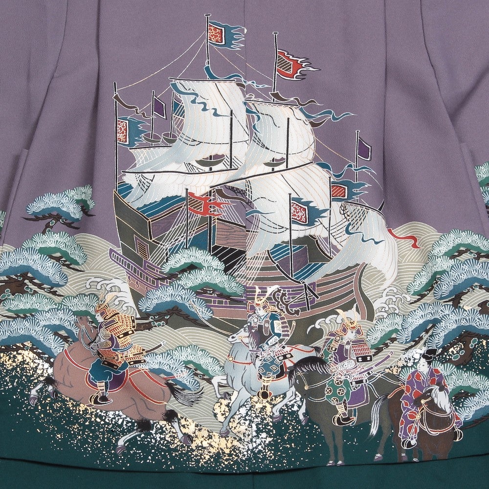 [レンタル] 七五三/節句 袴セット 5歳 男の子 小槌 鼓柄 パープル