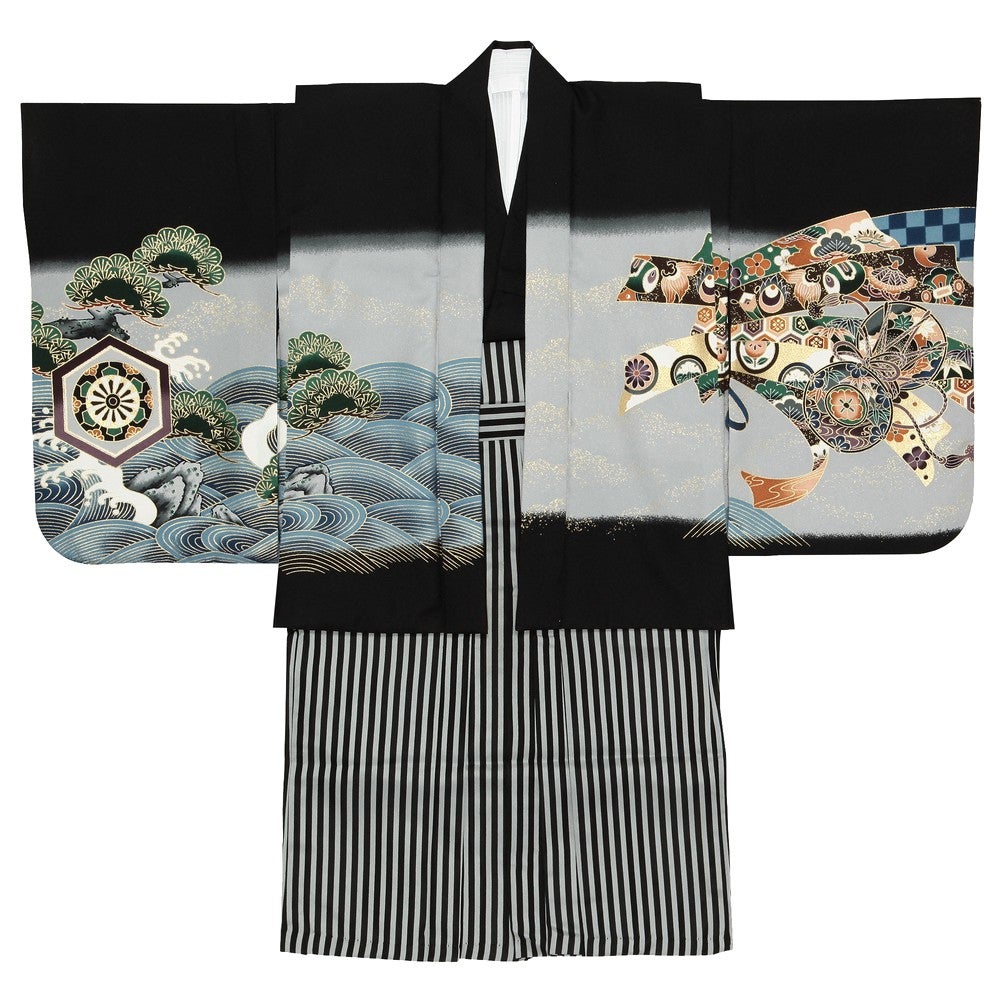[レンタル] 七五三/節句 袴セット 3歳男の子 鷹 縦縞模様の宅配レンタル - 4