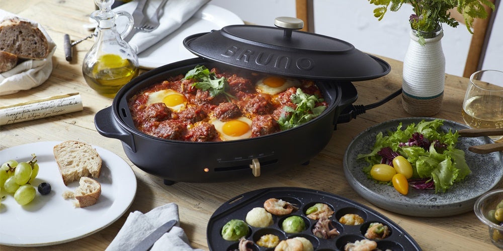 [レンタル] ブルーノ オーバルホットプレート BOE053 本体 プレート3種(たこ焼き/深鍋/平面) - 4