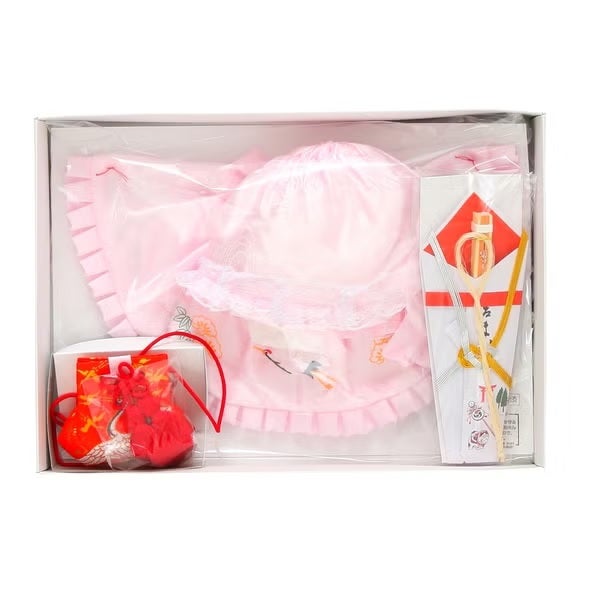 [レンタル] 女の子 お宮参り 産着レンタル6点フルセット 花車にうさぎ ピンクの宅配レンタル - 4