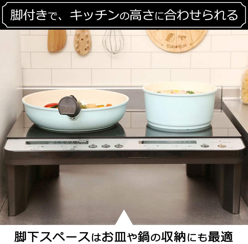 [レンタル] アイリスオーヤマ 2口 IH クッキングヒーター ブラック IHK-W12SP-B 工事不要 1400W 100V 脚付き - 2