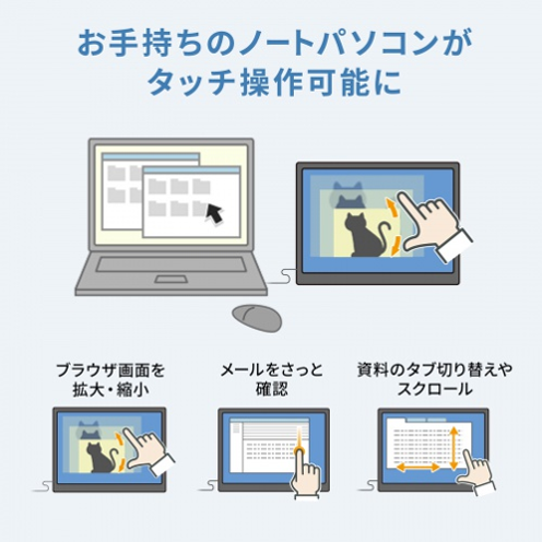 サンワサプライ DP-08 タッチパネル搭載モバイルモニター（14インチ） タッチ操作 3つの活用例 - 9
