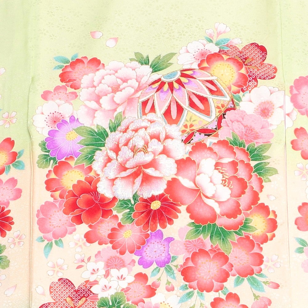 [レンタル] 女の子 お宮参り 産着レンタル6点フルセット 正絹 毬 牡丹の宅配レンタル - 3