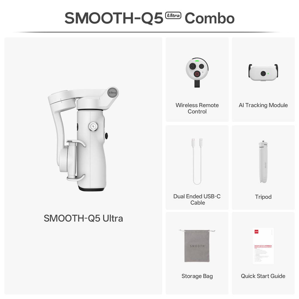 [レンタル] ZHIYUN (ジーウン) SMOOTH-Q5 Ultra COMBO スマートフォン用ジンバル - 5
