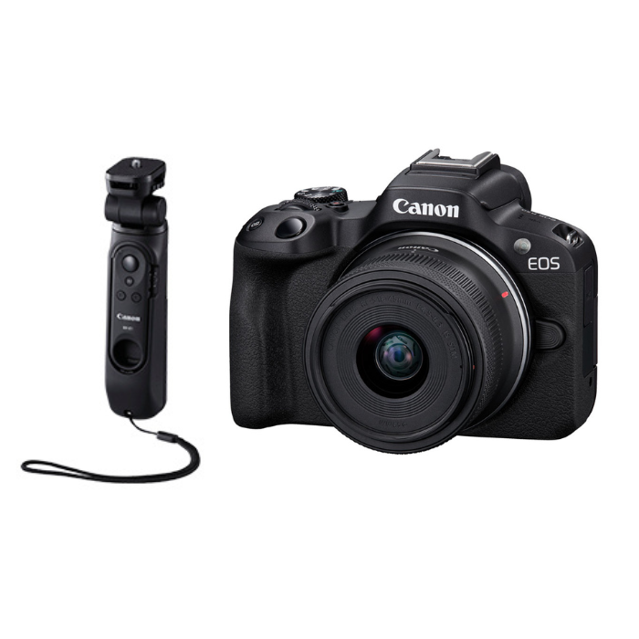 [レンタル] CANON EOS R50 レンズキット ブラック＋トライポッドグリップ HG-100TBR