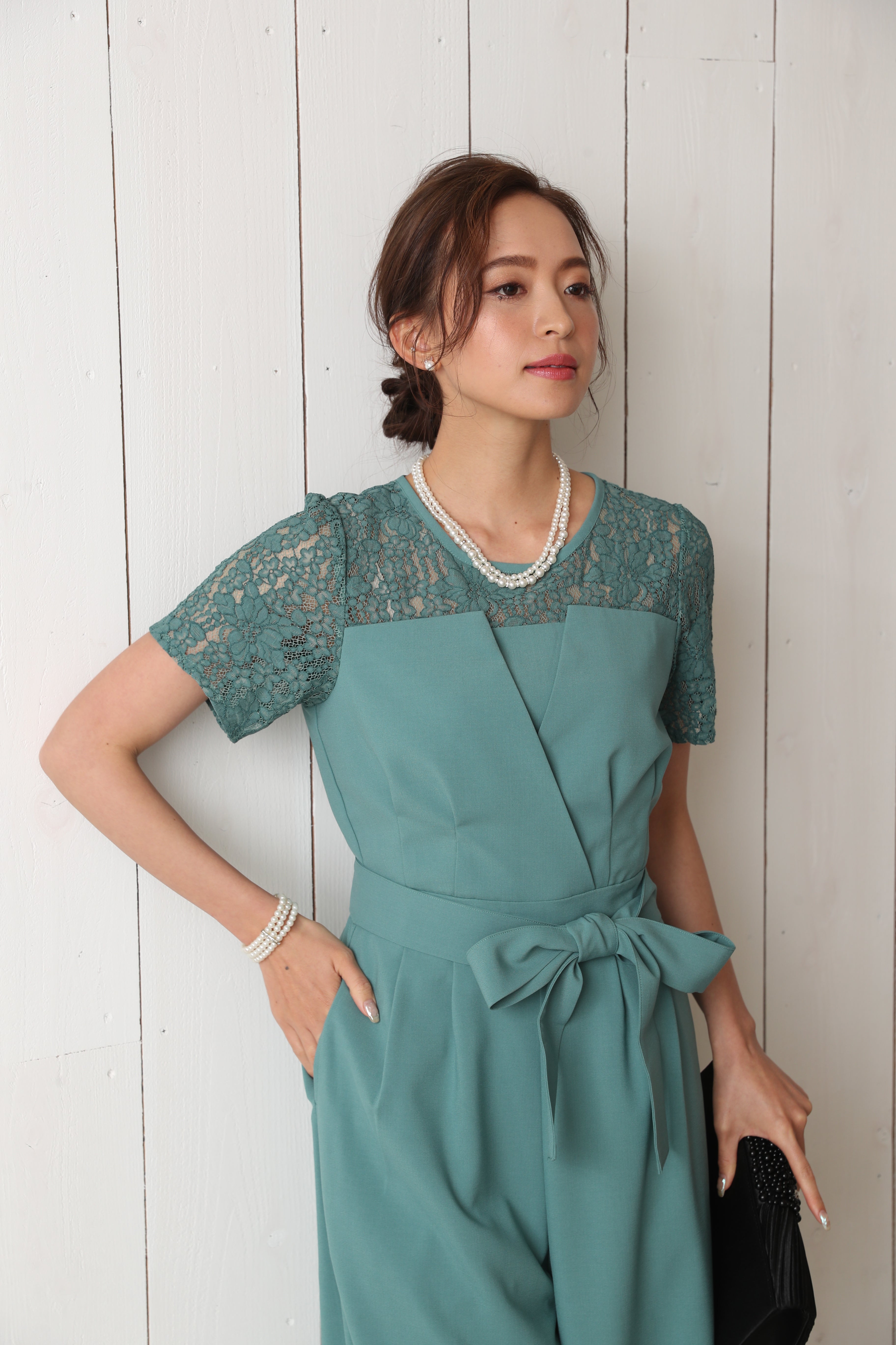 [レンタル] BELINDA DE CAPRIS 袖付きタックテーパード オールインワン パンツドレス ミントの宅配レンタル - 29