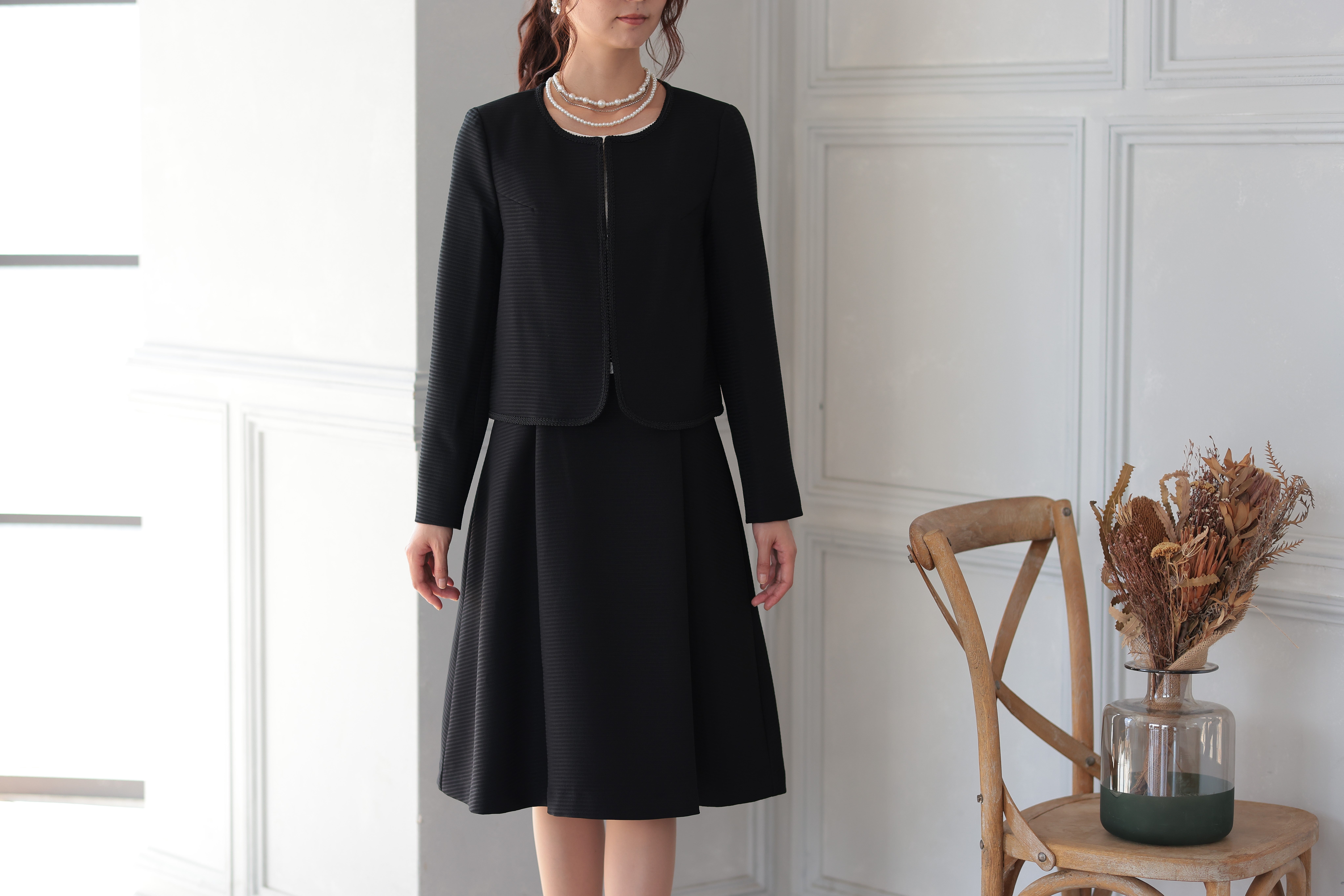 [レンタル] アートマリー レース×ピケツイード調アンサンブルスーツ【2点セット】ブラックの宅配レンタル - 5