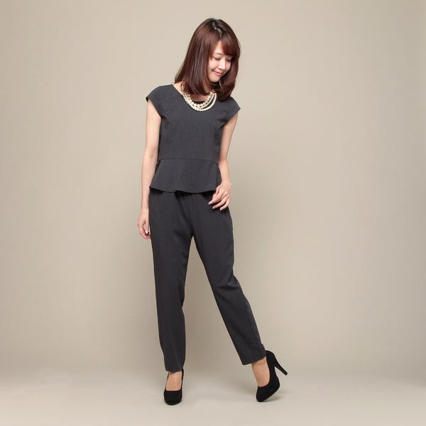 [レンタル] レディース ビームス ライツ キャップスリーブ パンツドレス グレー 9号