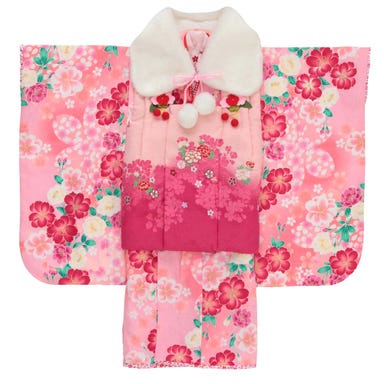 七五三/節句 被布セット 3歳女の子 可憐 華やか ピンク
