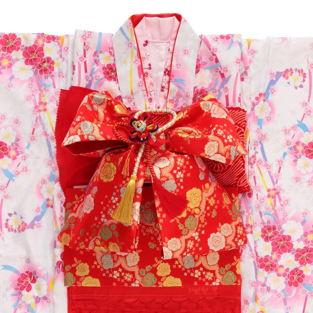 [レンタル] 七五三/節句 着物セット 7歳女の子 短冊風 流れ桜の宅配レンタル - 1