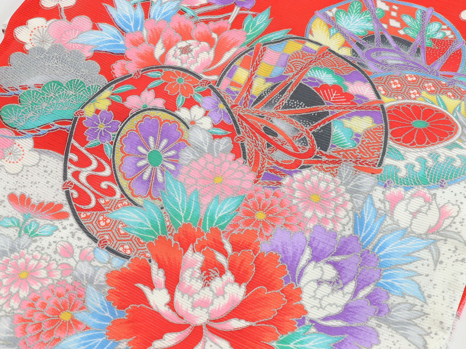 [レンタル] 女の子 お宮参り 産着 絽（夏用） レンタル6点フルセット 鼓と鳳凰 赤色の宅配レンタル - 4