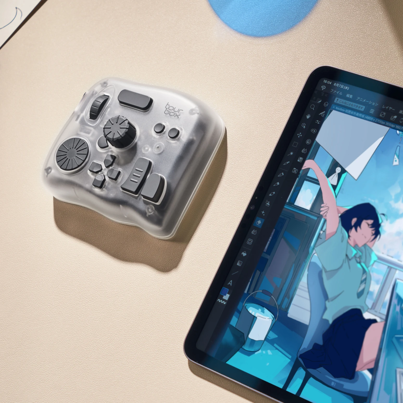 TourBox Elite Plus 左手デバイス タブレット横で左手操作 - 10