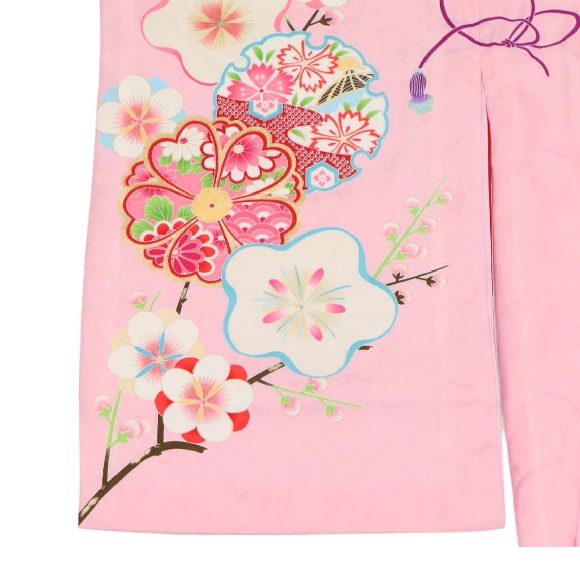 [レンタル] 女の子 お宮参り 産着レンタル6点フルセット 梅に鞠 ピンクの宅配レンタル - 3