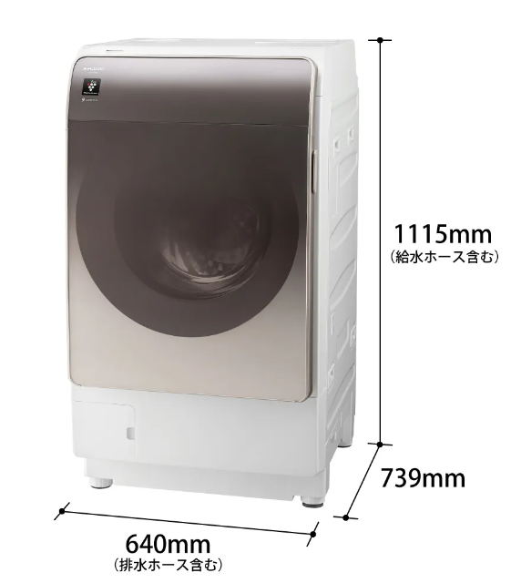 [レンタル] SHARP (シャープ)【左開き】洗濯11kg/乾燥6kg ドラム式洗濯乾燥機 ES-V11B-NL アッシュゴールド - 5