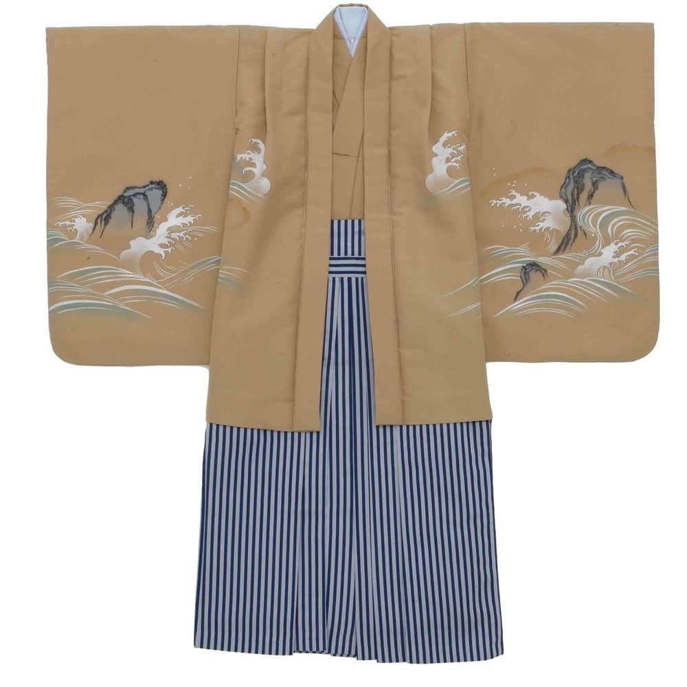 ベージュ色の七五三 5歳羽織袴レンタル