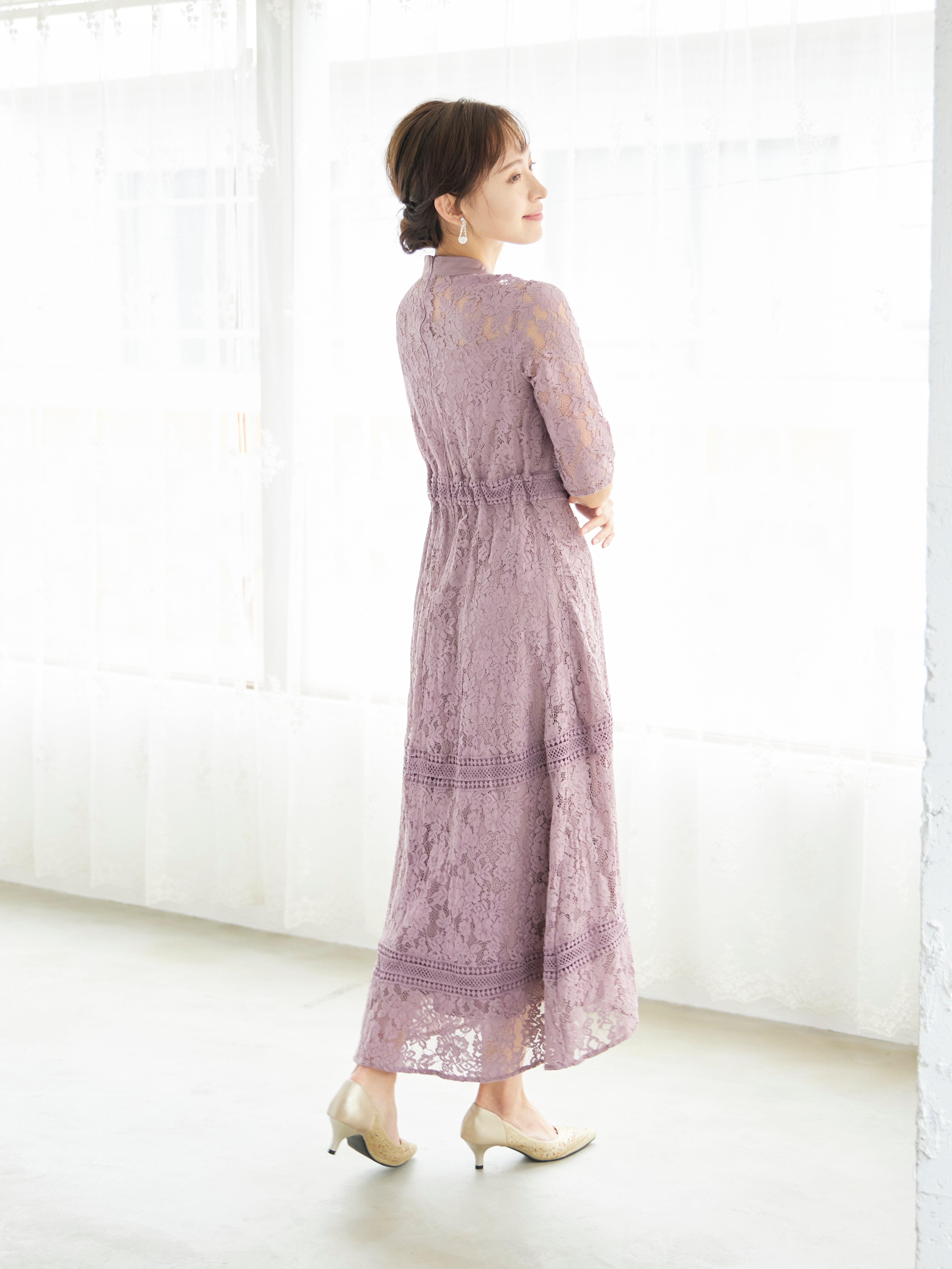 [レンタル] BELINDA DE CAPRIS ケミカルレース フィッシュテール ワンピースドレス ダークピンクの宅配レンタル - 7