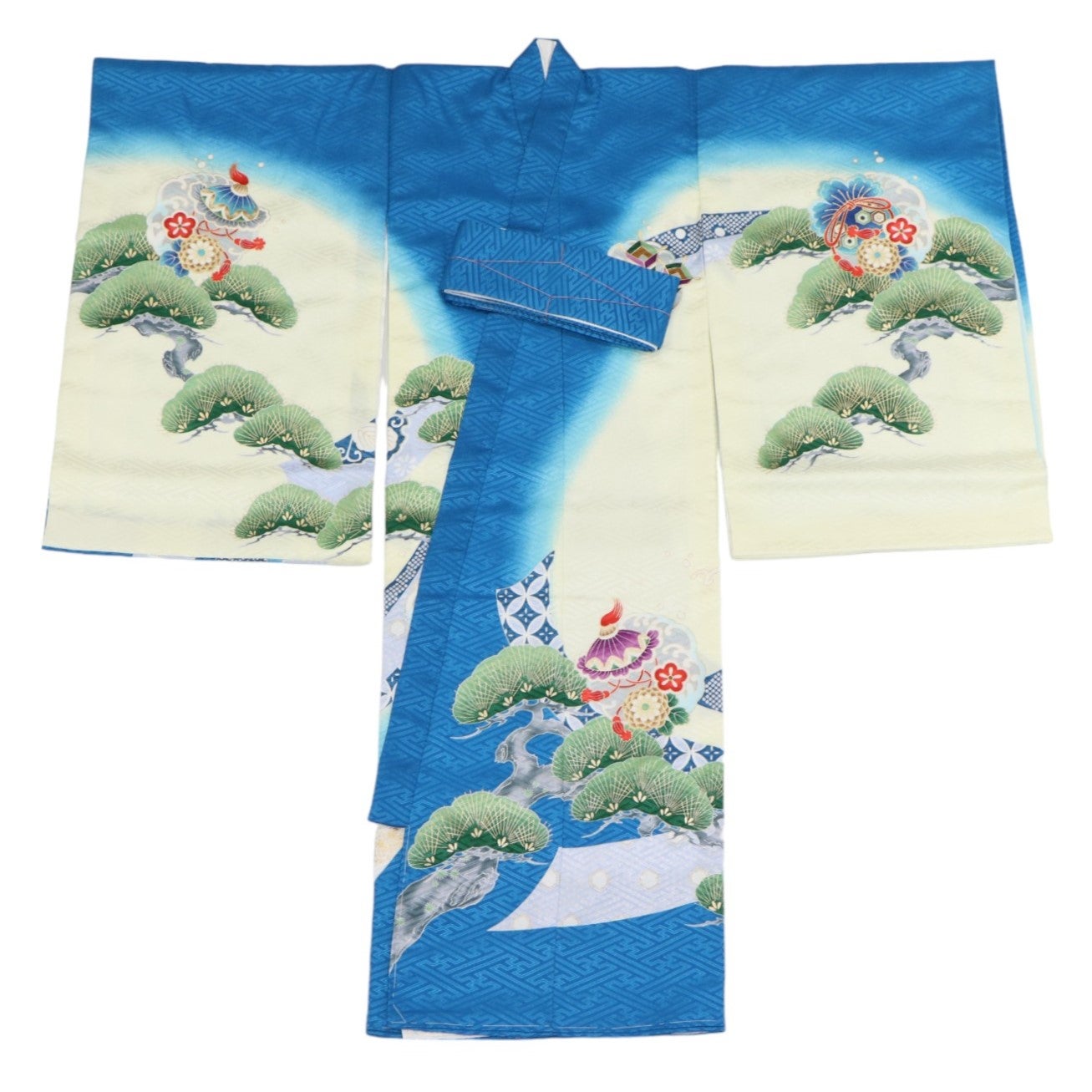 [レンタル] 男の子 お宮参り 産着レンタル6点フルセット 鷹に宝船 青の宅配レンタル - 2