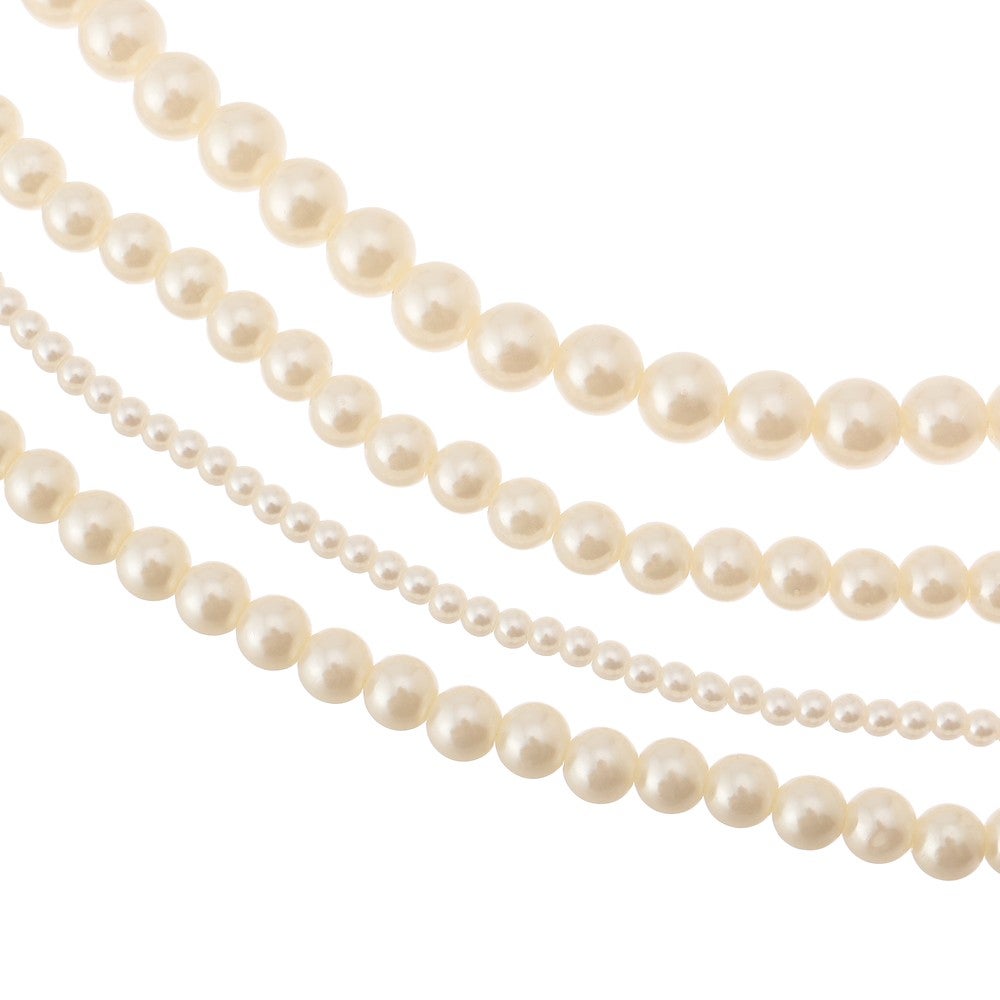 [レンタル] 大小4連パールネックレス ブラック