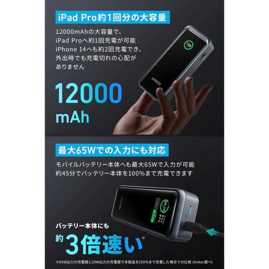 [レンタル] Anker Prime Power Bank (12000mAh, 130W) A1335N11 - 4