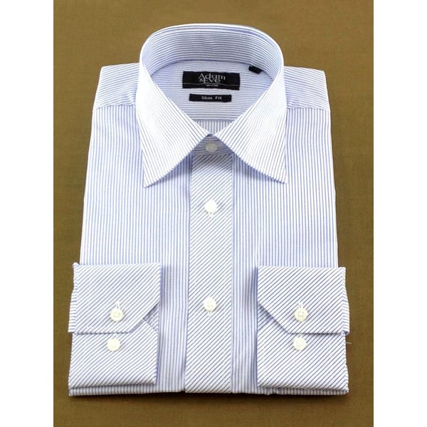 [レンタル] アダム＆イブ メンズワイシャツ 長袖 ブルー ペンシルストライプ (Mサイズ / Lサイズ / LLサイズ) ブルー LLサイズ