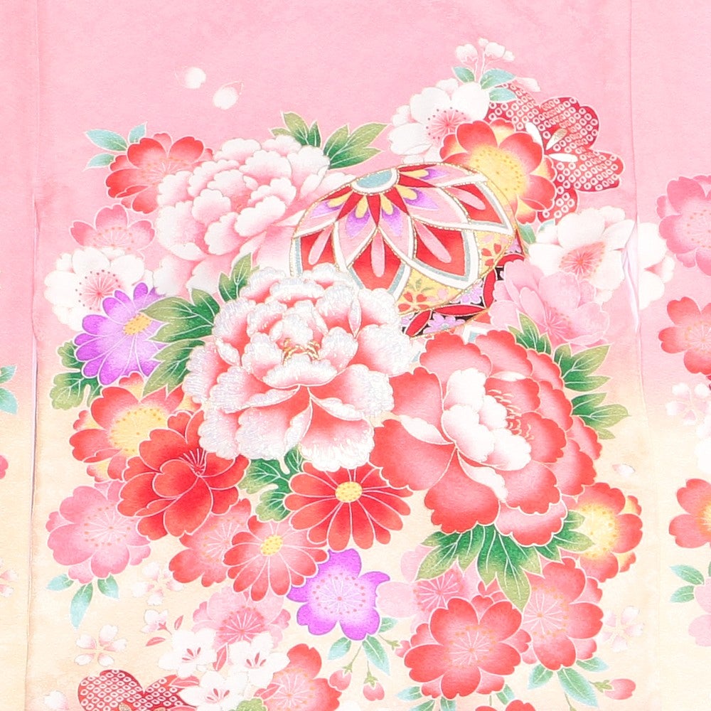 [レンタル] 女の子 お宮参り 産着レンタル6点フルセット 正絹 毬 牡丹の宅配レンタル - 5