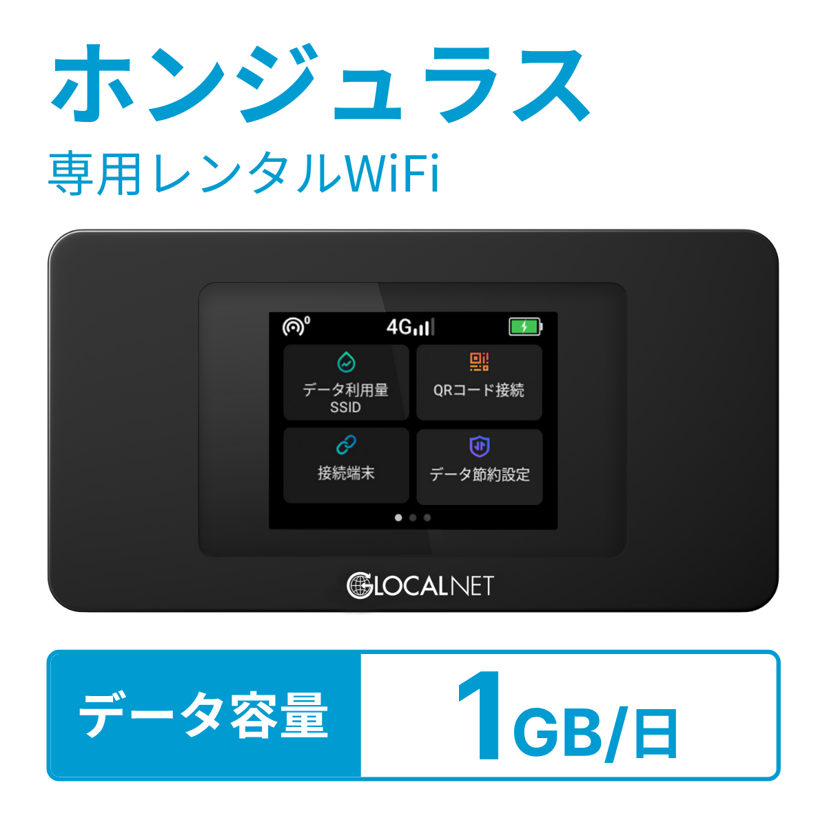レンティオWiFi ホンジュラスWiFi 4G 1GB/日 データ容量プラン