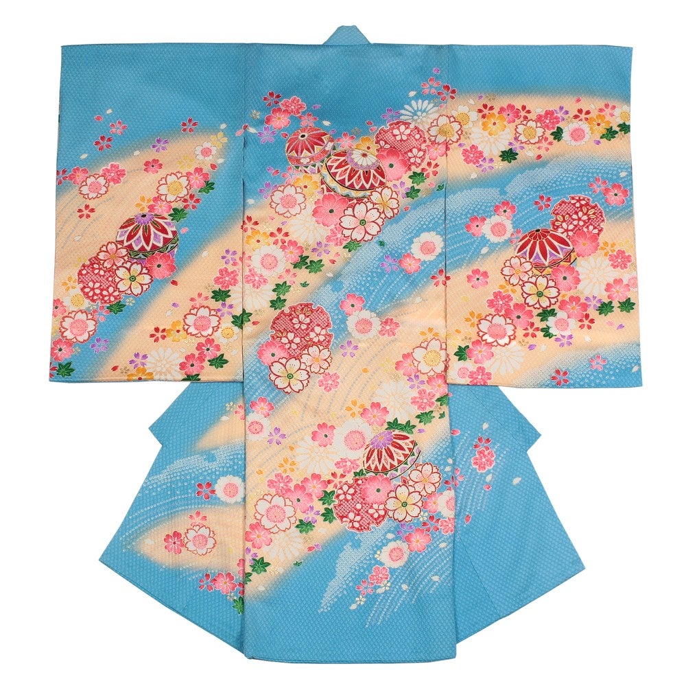 女の子 お宮参り 産着レンタル6点フルセット 正絹 扇形 疋田