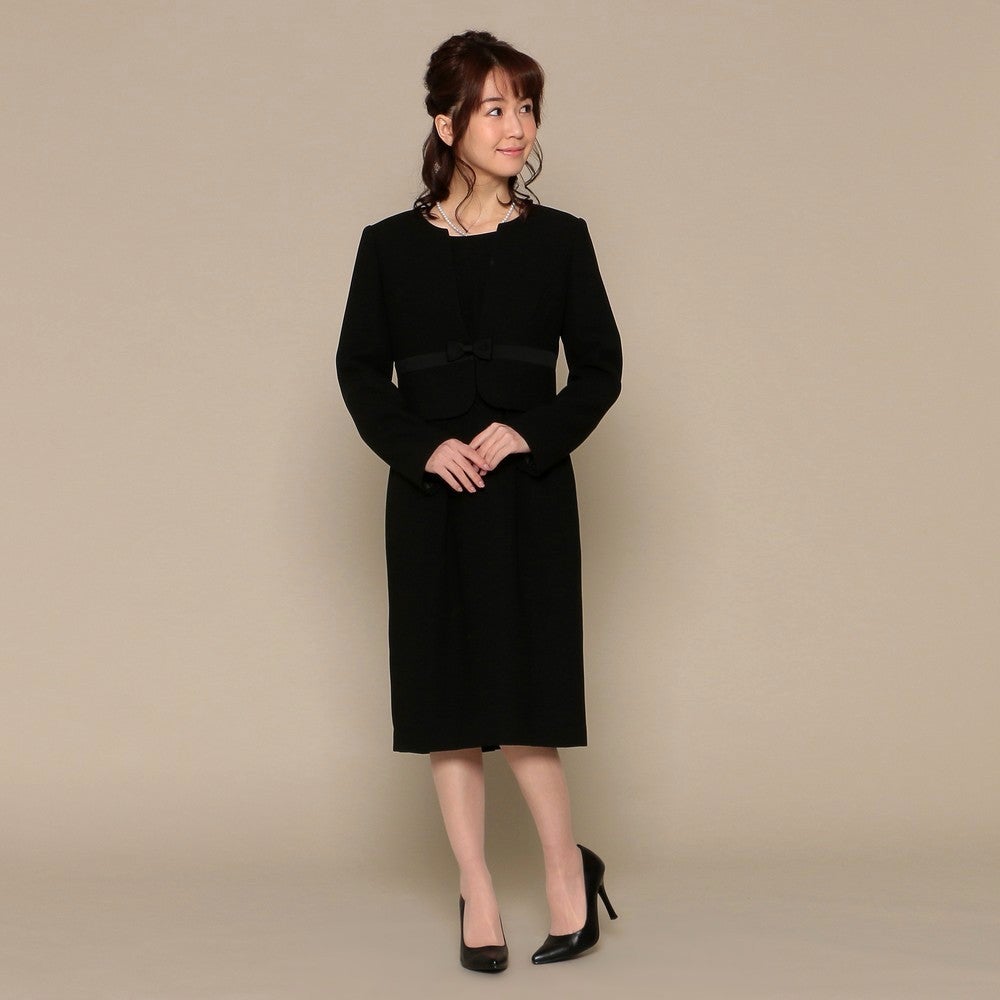 [レンタル] ワンピースーツ6点セット(ジャケット+ワンピース+ハンドバッグ+サブバッグ+ふくさ+パールネックレス) ブラックフォーマルの宅配レンタル - 2