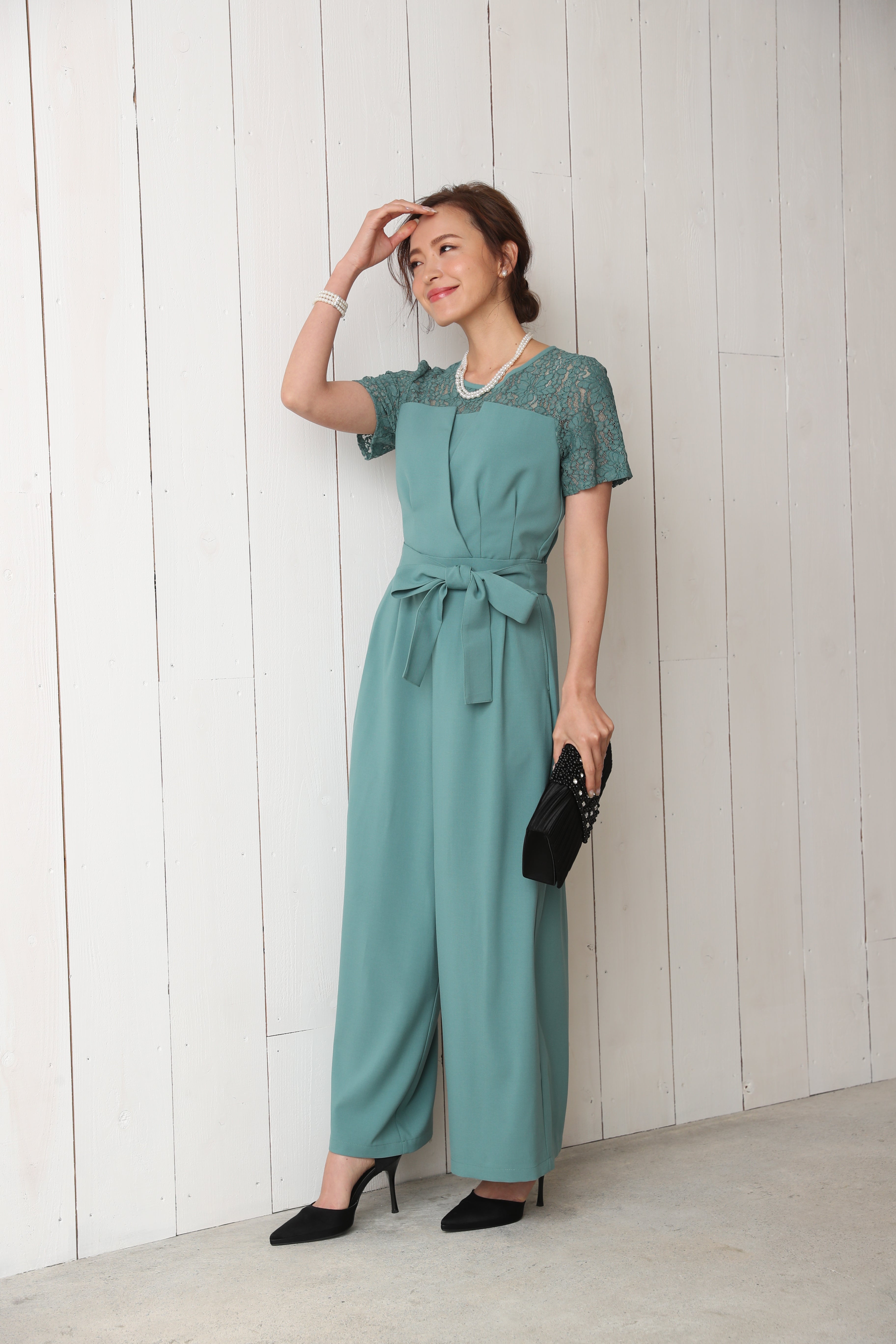 [レンタル] BELINDA DE CAPRIS 袖付きタックテーパード オールインワン パンツドレス ミントの宅配レンタル - 9