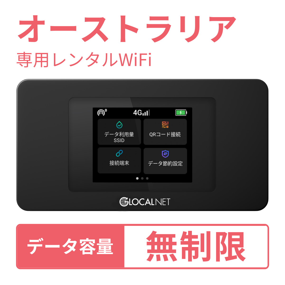[レンタル] レンティオWiFi オーストラリアWiFi 4G 無制限/日 データ容量プラン