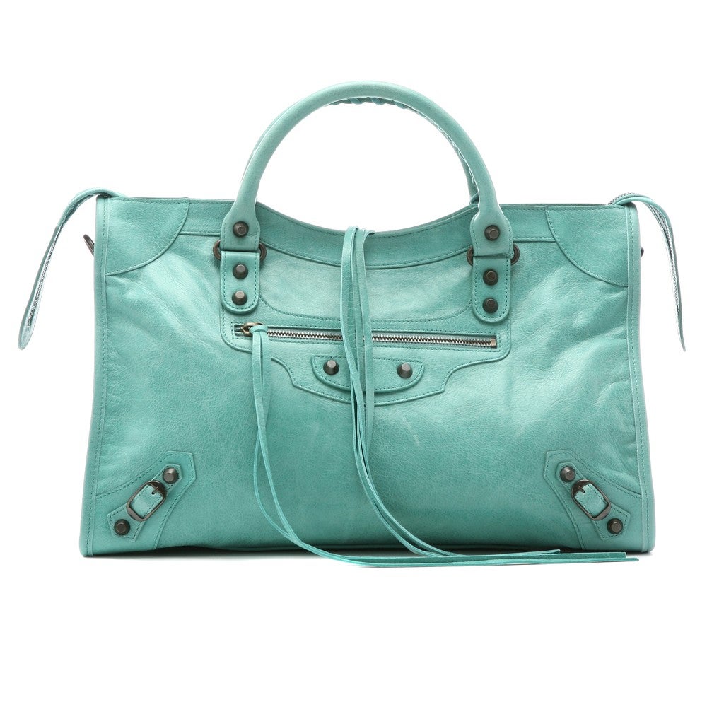 [レンタル] レディース バレンシアガ シティー レザー ハンドバッグ グリーン