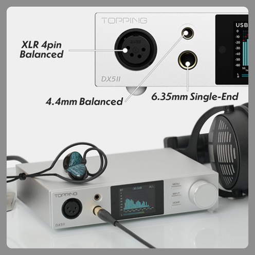 TOPPING DX5II フルバランスデスクトップDAC/AMP バランス/シングルエンド 出力端子 接続説明 - 2