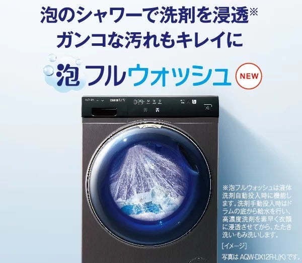 [レンタル] アクア 【右開き】AQW-DX12R ドラム式洗濯乾燥機 洗濯12kg/乾燥6kg - 9