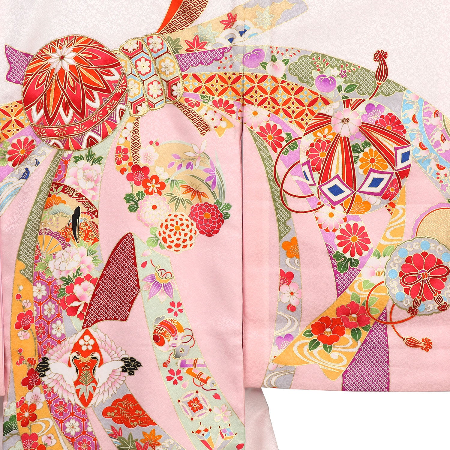 [レンタル] 女の子 お宮参り 産着 レンタル6点フルセット 正絹 鞠の十徳 白色の宅配レンタル - 3